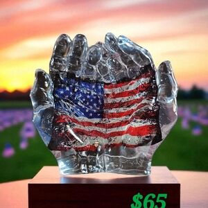Open Hands with American Flag Design